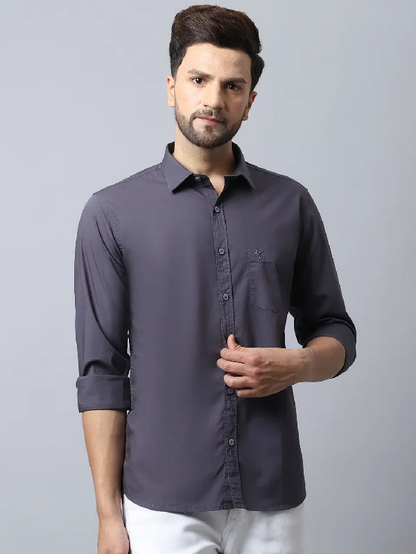 Lightweight Men's Poplin ShirtsMen's Dark Grey Casual Plain Stretch Full Sleeve Shirt Lightweight Men's Poplin ShirtsMen's Dark Grey Casual Plain Stretch Full Sleeve Shirt