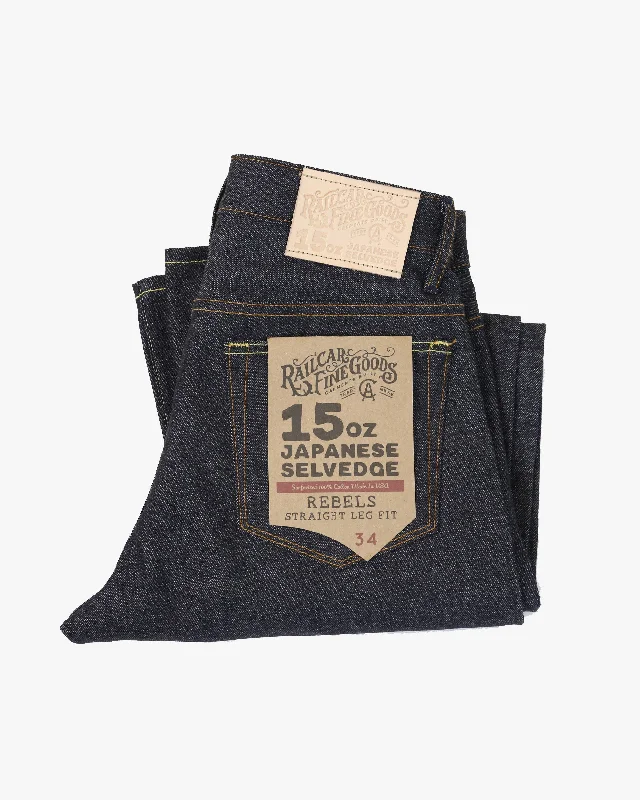 Yoked Back Men's JeansRailcar Fine Goods Rebels Straight Leg Mens Jeans - X100 15oz Japanese Dark Indigo Selvedge