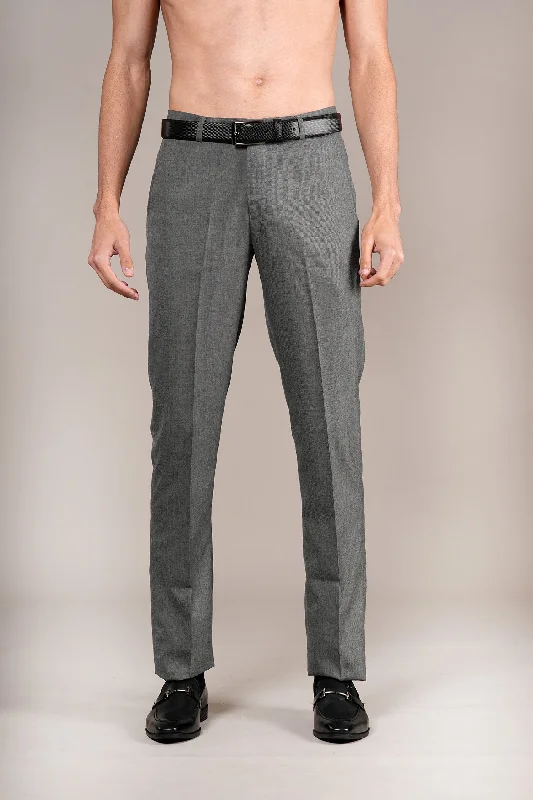 Men's Patterned Pants with PlaidsMen's Grey Self Design Non-Pleated Formal Trouser Men's Patterned Pants with PlaidsMen's Grey Self Design Non-Pleated Formal Trouser