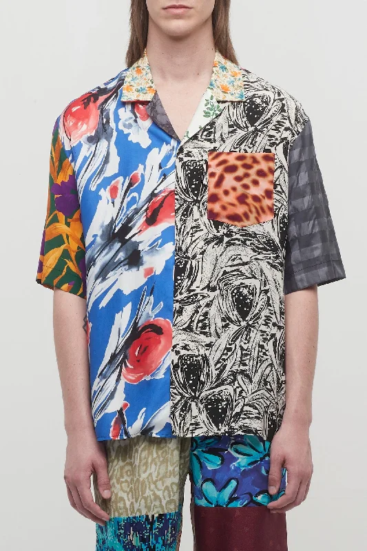 Men's Patterned Pants with PlaidsMarine Serre Regenerated Silk Scarves Bowling Shirt Men's Patterned Pants with PlaidsMarine Serre Regenerated Silk Scarves Bowling Shirt