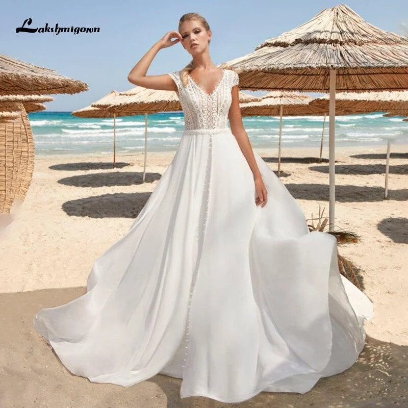 Sleeveless DressRoycebridal Lace Wedding Dresses 2021 V-Neck Backless Boho Beach Chiffon Sleeveless DressRoycebridal Lace Wedding Dresses 2021 V-Neck Backless Boho Beach Chiffon