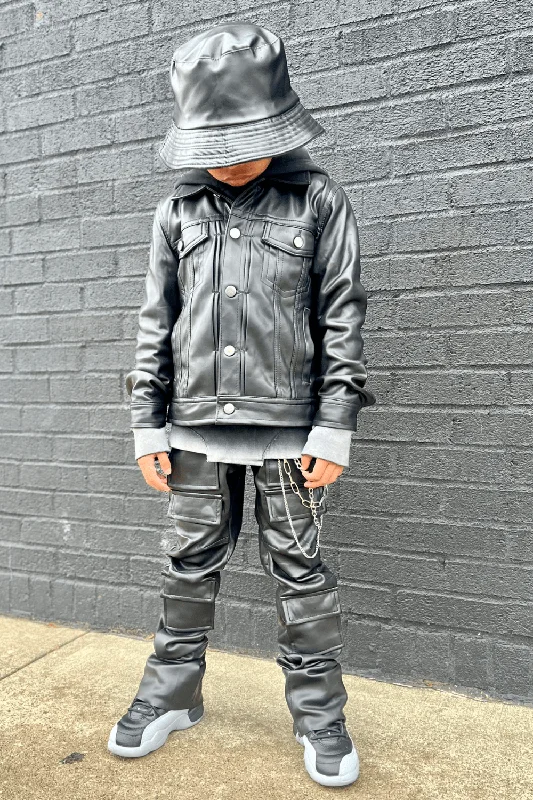 Flexible Men's JeansKids Stacked Thriller Cargo Pants (Black)
