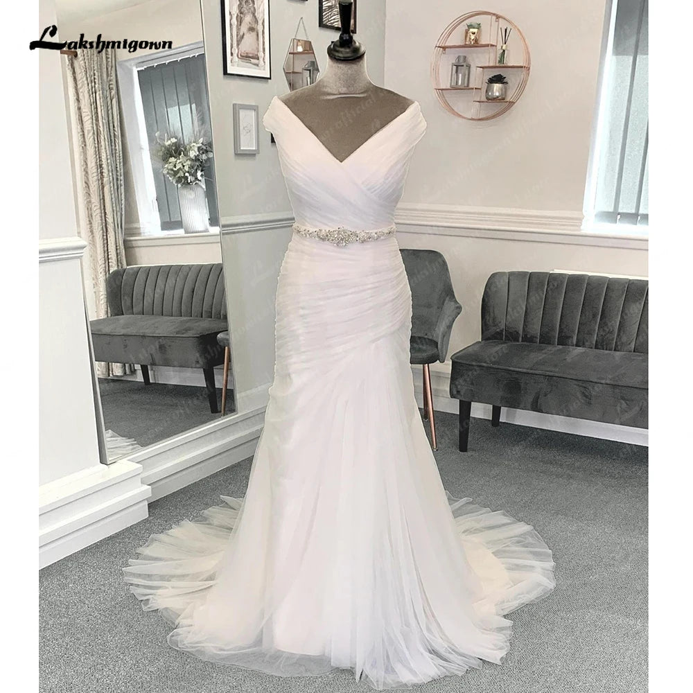 women's lightweight dressesRoycebridal Tulle Pleat Mermaid Formal Wedding Dresses with Beads Belt Off the Shoulder Off White 2025 Bridal Gowns women's lightweight dressesRoycebridal Tulle Pleat Mermaid Formal Wedding Dresses with Beads Belt Off the Shoulder Off White 2025 Bridal Gowns