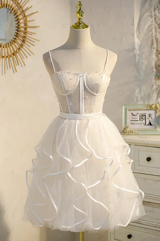 women's plus-size dressesA-Line Spaghetti Strap Tulle Short Homecoming Dress