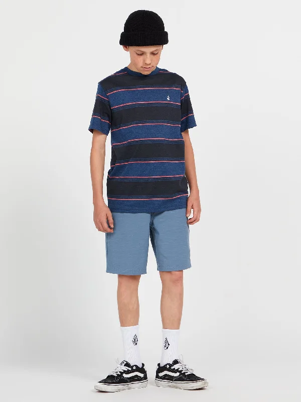 Men's Pants with Patchwork PatternsBig Boys Understoned Elastic Waist Shorts - Slate Blue Men's Pants with Patchwork PatternsBig Boys Understoned Elastic Waist Shorts - Slate Blue