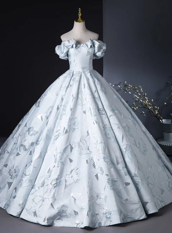 Satin DressBall Gown Off the Shoulder Embroidery Quinceanera Dress