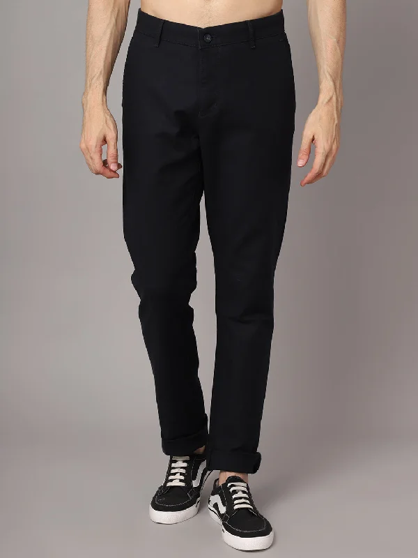 Versatile Men's ShortsMen's Casual Flat front Navy Blue  Trousers