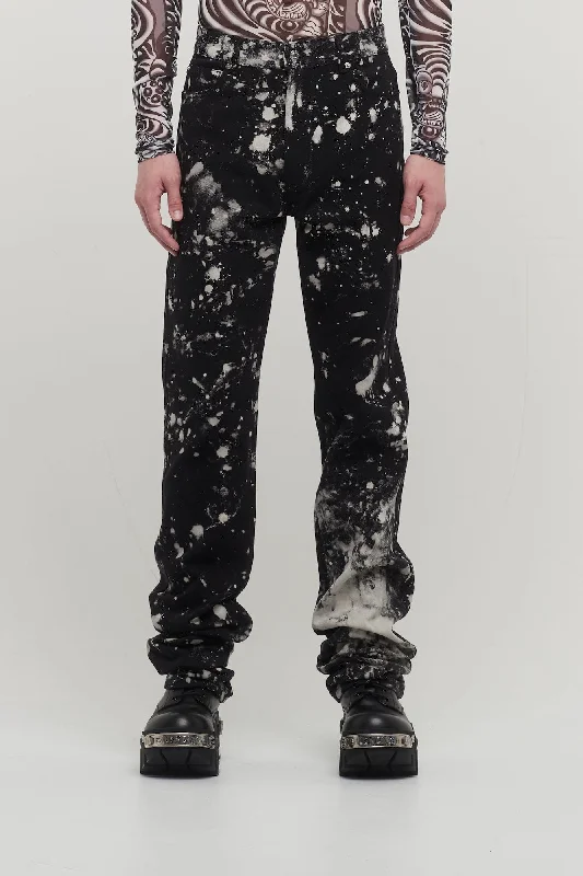 Men's Pants with Slant PocketsLu'u Dan Bleach Splatter Straight Leg Jeans