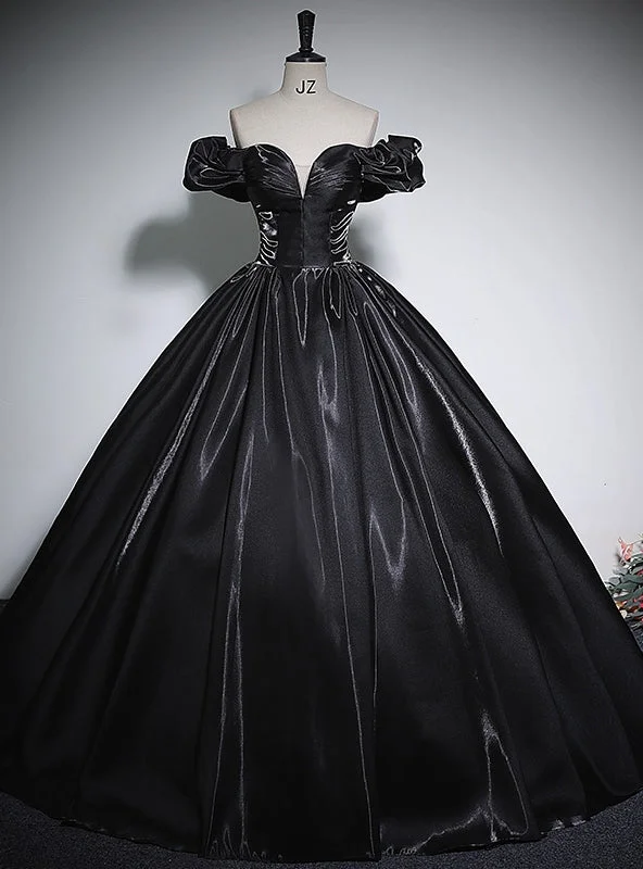 Backless DressBlack Ball Gown Off the Shoulder Quinceanera Dress