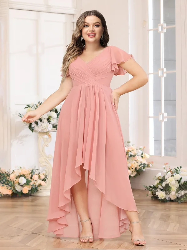 Maternity DressA-Line/Princess V-Neck Long Plus Size Wedding Party Dresses with Ruffles Maternity DressA-Line/Princess V-Neck Long Plus Size Wedding Party Dresses with Ruffles