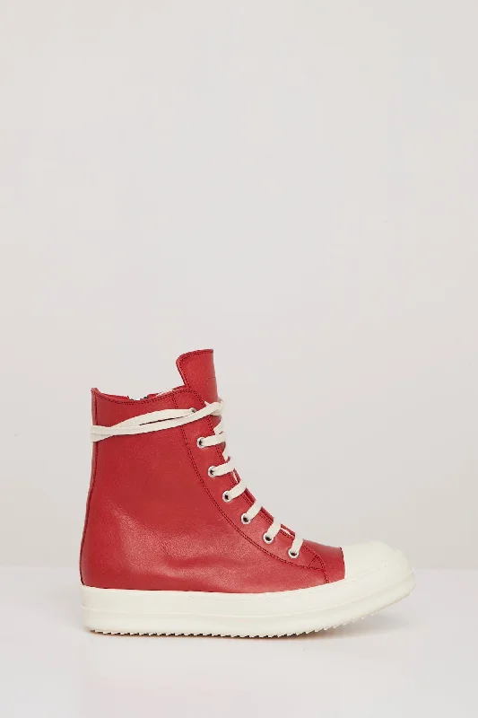 Men's Pants with Turn-Up CuffsRick Owens Mens Ramone Sneakers in Cardinal Red