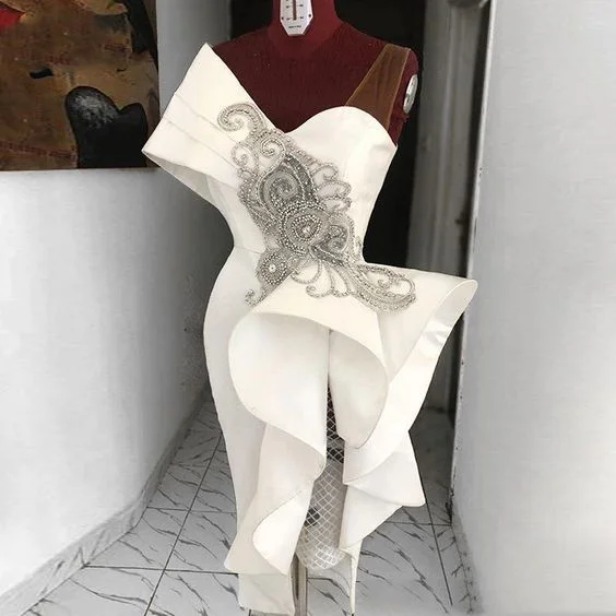 women's bespoke dresseswhite evening dresses short lace applique beaded mermaid modest evening gown Homecoming Dress cg17803 women's bespoke dresseswhite evening dresses short lace applique beaded mermaid modest evening gown Homecoming Dress cg17803