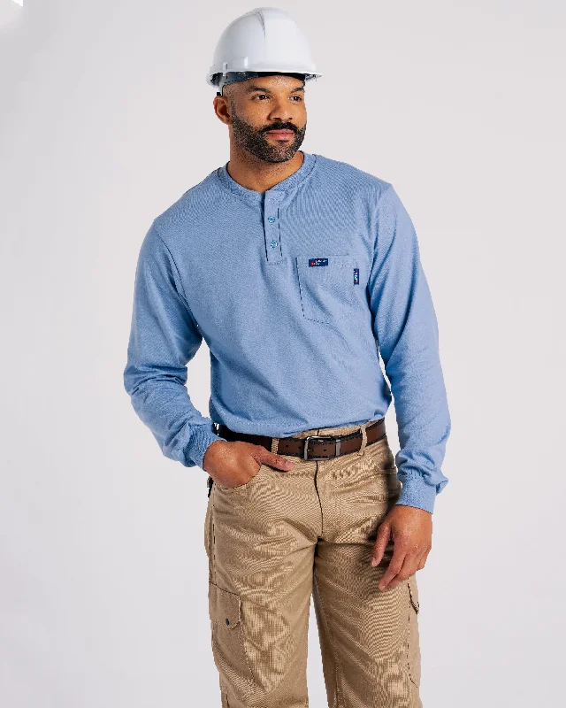 Men's Sweaters with Argyle PatternsFR Henley Tee | 7oz. 100% Cotton Jersey Knit | Medium Blue Men's Sweaters with Argyle PatternsFR Henley Tee | 7oz. 100% Cotton Jersey Knit | Medium Blue