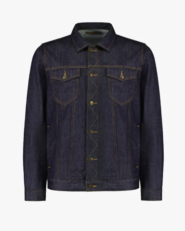 Men's Coats with Ripstop FabricClassic Denim Jacket (Dark Rinse)