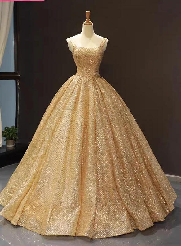 Denim DressBall Gown Sequins Gold Quinceanera Dress Sweet 16 Dresses With Pocket