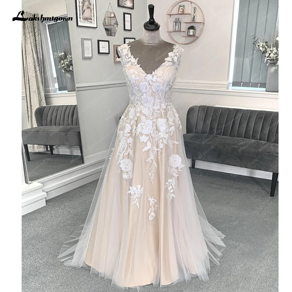 women's smart casual dressesRoycebridal Champagne Beach Formal Wedding Dresses Sweep Train Sleeveless Lace With Appliques 2025 Bridal Gowns women's smart casual dressesRoycebridal Champagne Beach Formal Wedding Dresses Sweep Train Sleeveless Lace With Appliques 2025 Bridal Gowns