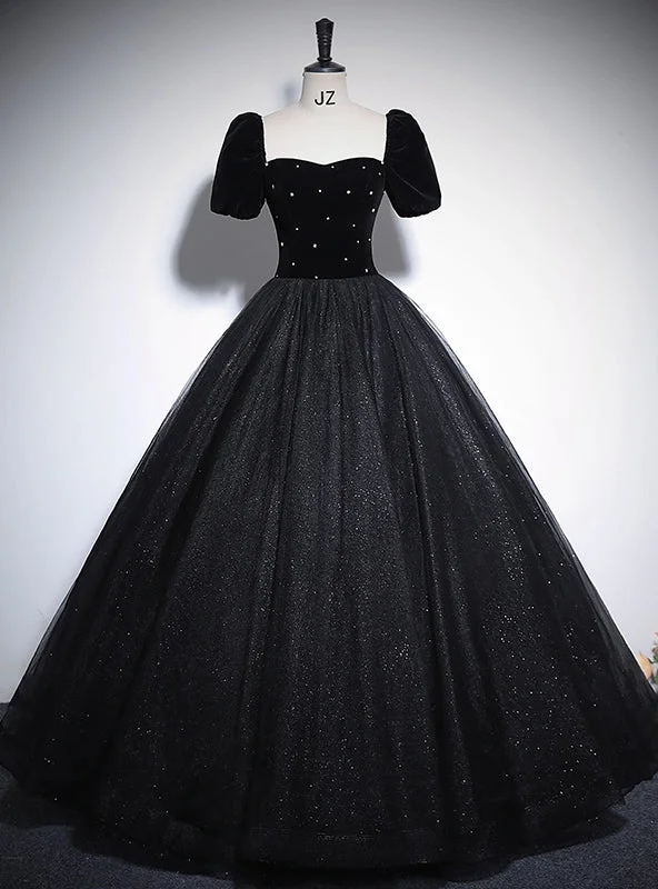 women's sleeveless dressesBlack Tulle Sequins Short Sleeve Velvet Quinceanera Dress women's sleeveless dressesBlack Tulle Sequins Short Sleeve Velvet Quinceanera Dress
