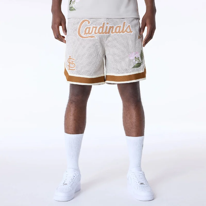 Men's Pants with Contrast WaistbandsSt. Louis Cardinals MLB Floral Beige Shorts