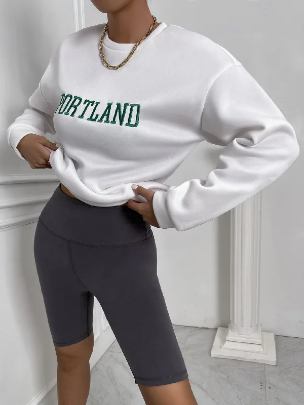 Men's Sweaters with Dropped ShouldersKittenAlarm - Letter Embroidery Drop Shoulder Sweatshirt Men's Sweaters with Dropped ShouldersKittenAlarm - Letter Embroidery Drop Shoulder Sweatshirt