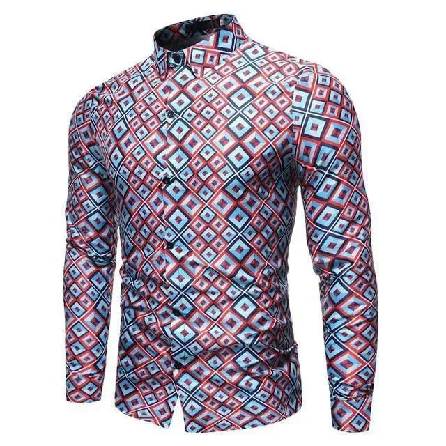 Men's Polo Shirts for Sports and Casual WearGeometric Slim Fit Casual Shirt For Men