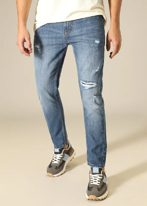Yoked Back Men's JeansRibbed Fade Slim fit Jeans