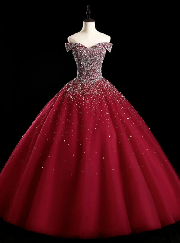 Pearl DressBest For You Burgundy Ball Gown Tulle Off the Shoulder Beading Sequins Quinceanera Dress Pearl DressBest For You Burgundy Ball Gown Tulle Off the Shoulder Beading Sequins Quinceanera Dress