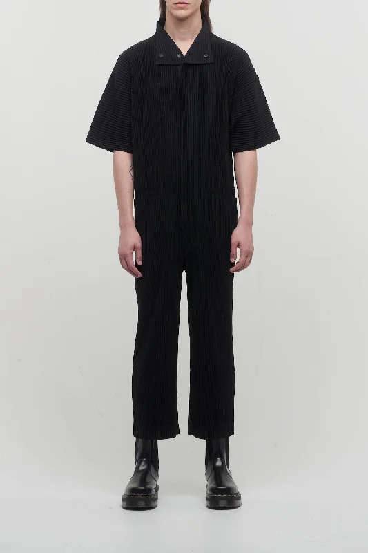 Men's Patterned Pants with StripesHomme Plissé Issey Miyake Jumpsuit in Black