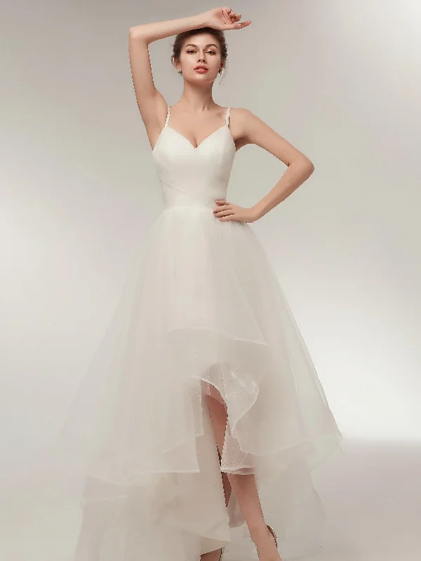 women's made-to-order dressesSpaghetti Strap Elegant Ivory Pleats Princess Tulle Wedding Dresses AS22633 women's made-to-order dressesSpaghetti Strap Elegant Ivory Pleats Princess Tulle Wedding Dresses AS22633