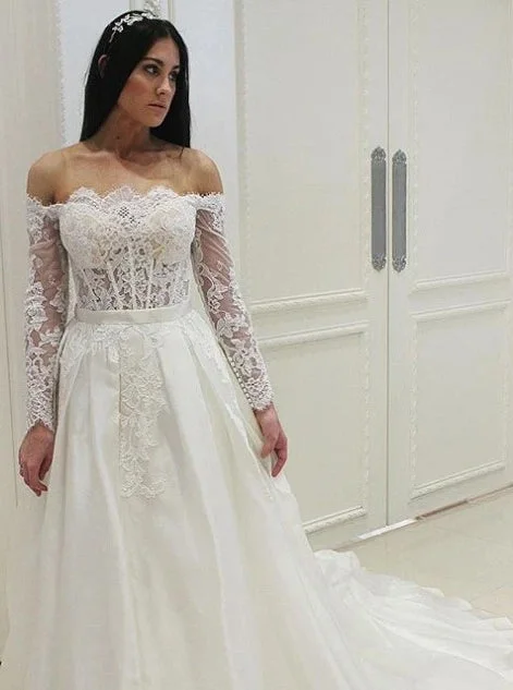 women's retro dressesOff the Shoulder Lace Appliques Long Sleeve Wedding Dresses OW691 women's retro dressesOff the Shoulder Lace Appliques Long Sleeve Wedding Dresses OW691