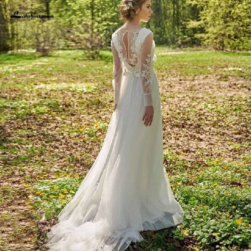 women's stylish dressesElegant Bridal Robe Longue Puffy Long Sleeve Wedding Dress