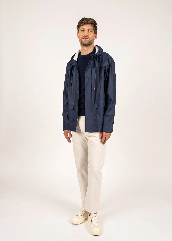 Men's Coats with Water-Repellent FabricSt Diego hooded raincoat - unlined (MARINE)