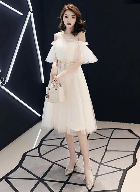 Glamour DressChampagne tulle short dress evening dress homecoming dress   cg11111