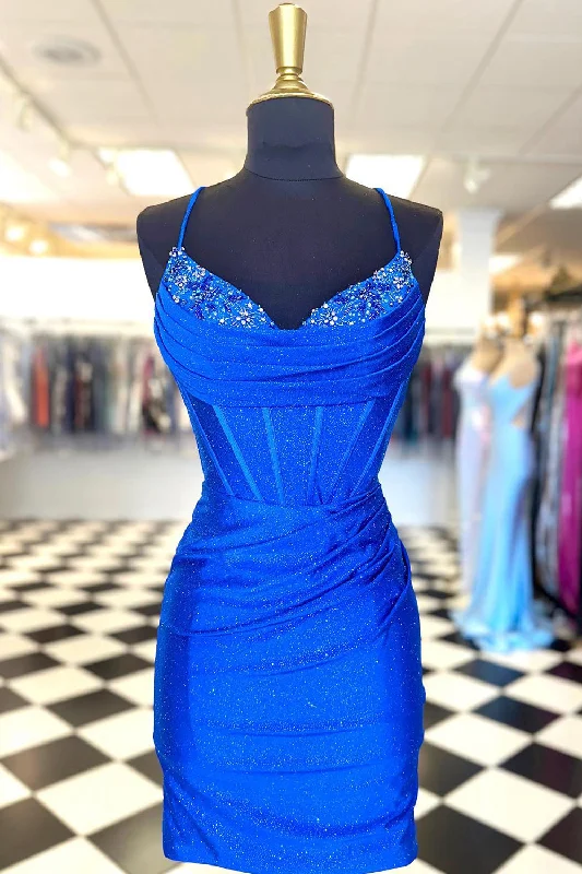 Halter DressSheath Jersey Homecoming Dress with Beading