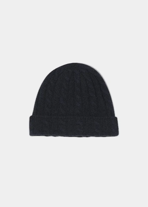 Lightweight Men's Linen PantsRochester Cable and Bar Cashmere Beanie In Dark Navy
