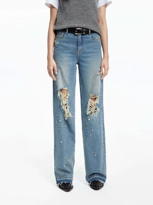 Affordable Men's JeansCrystal Detail Straight Jeans