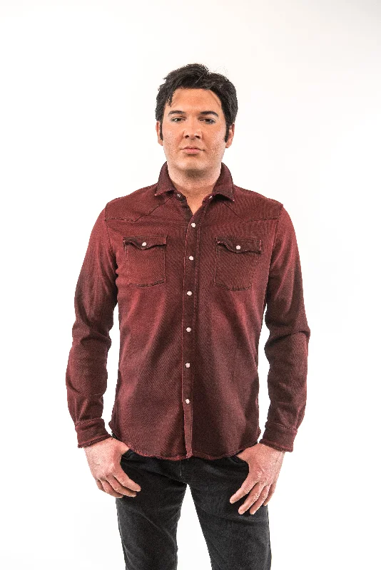 Men's Coats for Skinny MenRoper Western Snap Shirt/Shacket - Burnt Red