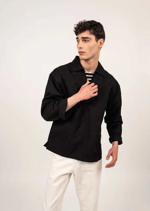 Men's Coats with Reflective StripesNemo authentic sailor smock - in cotton canvas (NOIR)