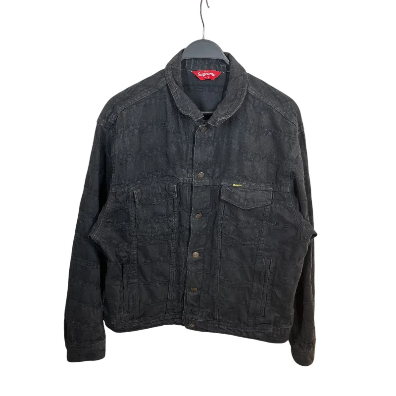 Oversized Men's JeansSupreme/Denim Jkt/L/Cotton/BLK/Frayed Logo