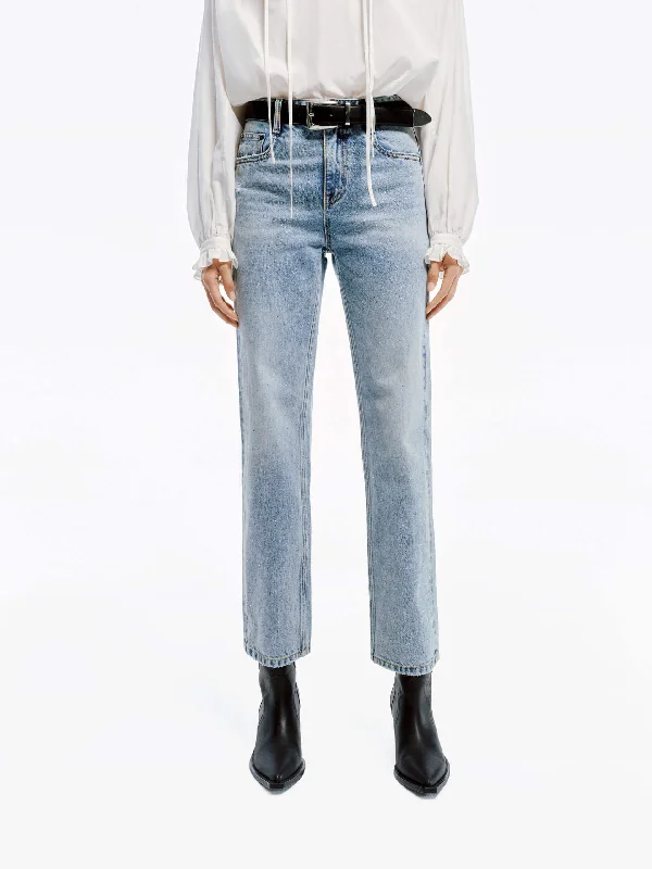 Men's Jeans with Fashionable RipsLight Blue Ankle Jeans