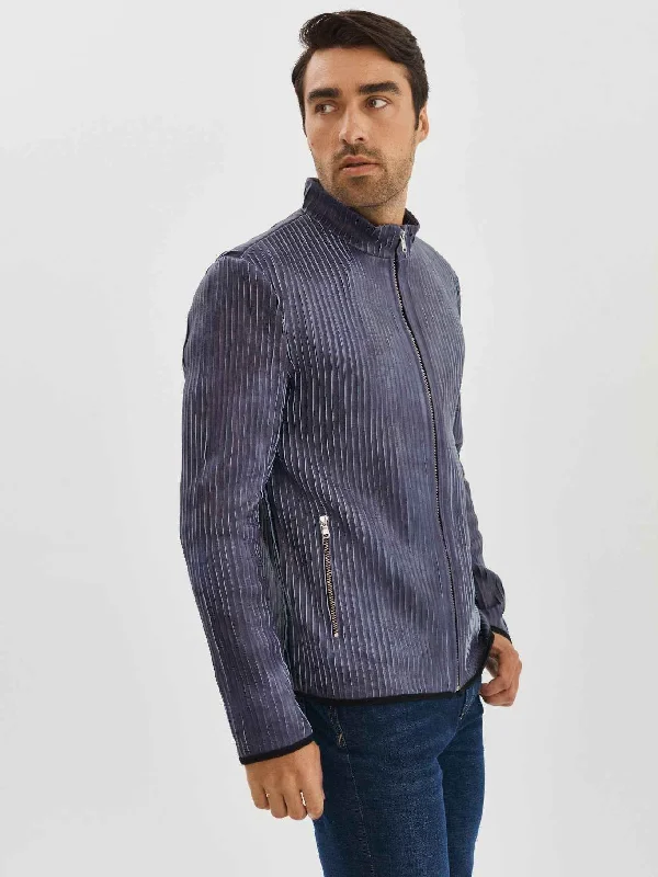 Men's Coats without LiningWin Leather Jacket- Royal Blue