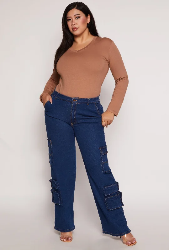 Casual Ripped Men's JeansPlus Size Daisy Wide Leg Cargo Jeans