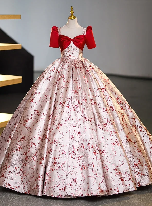 Striped DressBall Gown Square Puff Sleeve Quinceanera Dress