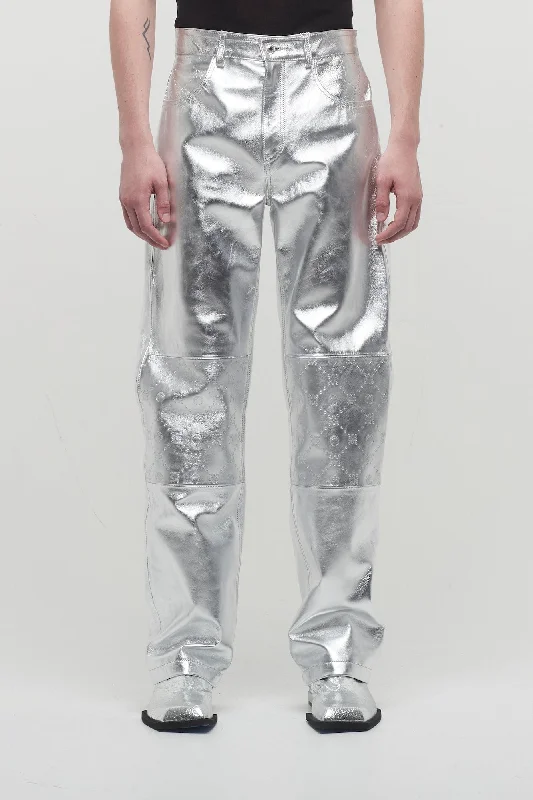 Men's Patterned Pants with Geometric DesignsMarine Serre Embossed Leather Wide Leg Pants Men's Patterned Pants with Geometric DesignsMarine Serre Embossed Leather Wide Leg Pants