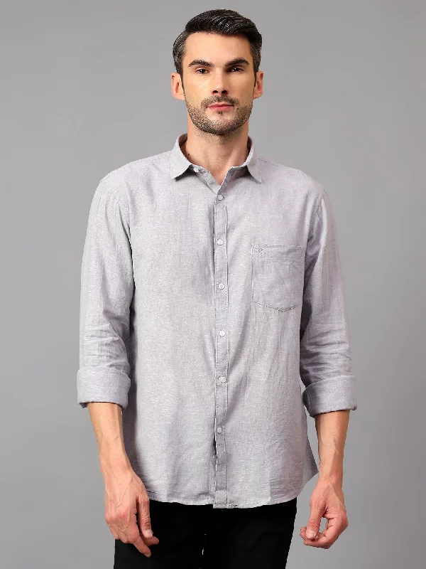 Men's Relaxed-Fit Shirts for Casual ComfortMen's Grey Casual Plain Full Sleeve Shirt Men's Relaxed-Fit Shirts for Casual ComfortMen's Grey Casual Plain Full Sleeve Shirt