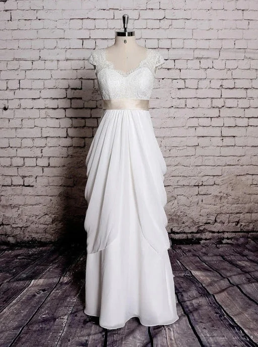 women's machine-washable dressesPrincess V Neck Cap Sleeve Lace Chiffon Wedding Dresses With Ribbons OW680 women's machine-washable dressesPrincess V Neck Cap Sleeve Lace Chiffon Wedding Dresses With Ribbons OW680