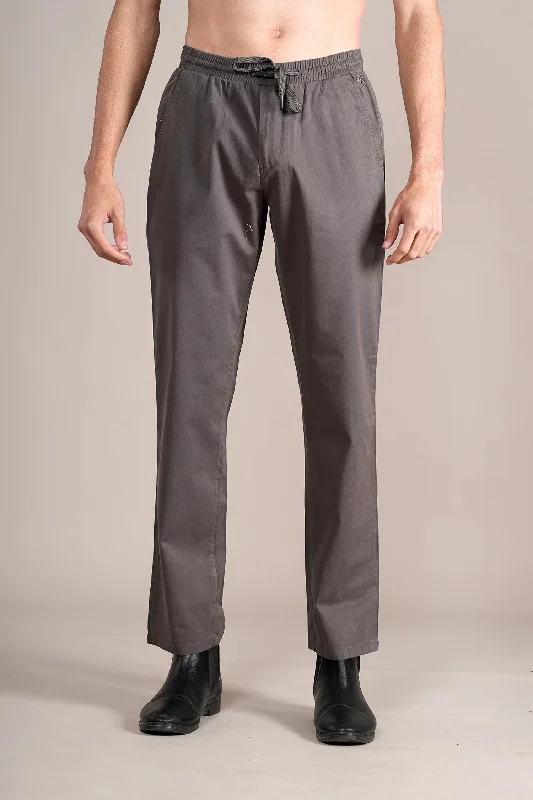 Men's High-Waisted Pants for a Retro StyleMen's Grey Non-Pleated Casual Trouser