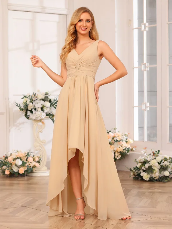 Cheetah Print DressA-Line/Princess V-Neck Long Wedding Party Dresses with Pockets