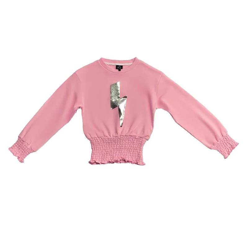 Men's Sweaters with Checkerboard PatternsKids Lightning Bolt Pink Sweatshirt
