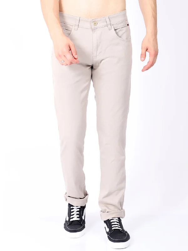 Men's Pants with Turn-Up CuffsMen's Casual Flat front Fawn  Trousers