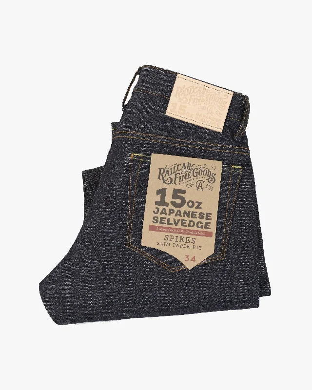 Oversized Men's JeansRailcar Fine Goods Spikes Slim Tapered Mens Jeans - X100 15oz Japanese Dark Indigo Selvedge